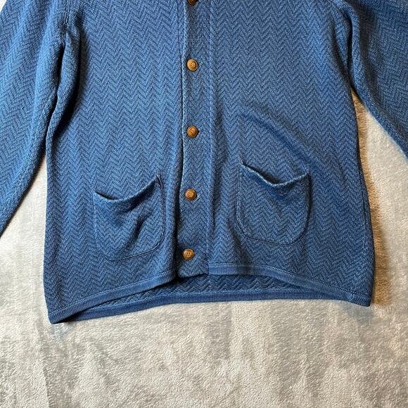 Alex Mill Shawl Neck Chevron Navy Black Button Up Cardigan Size XL Mens - Picture 3 of 8